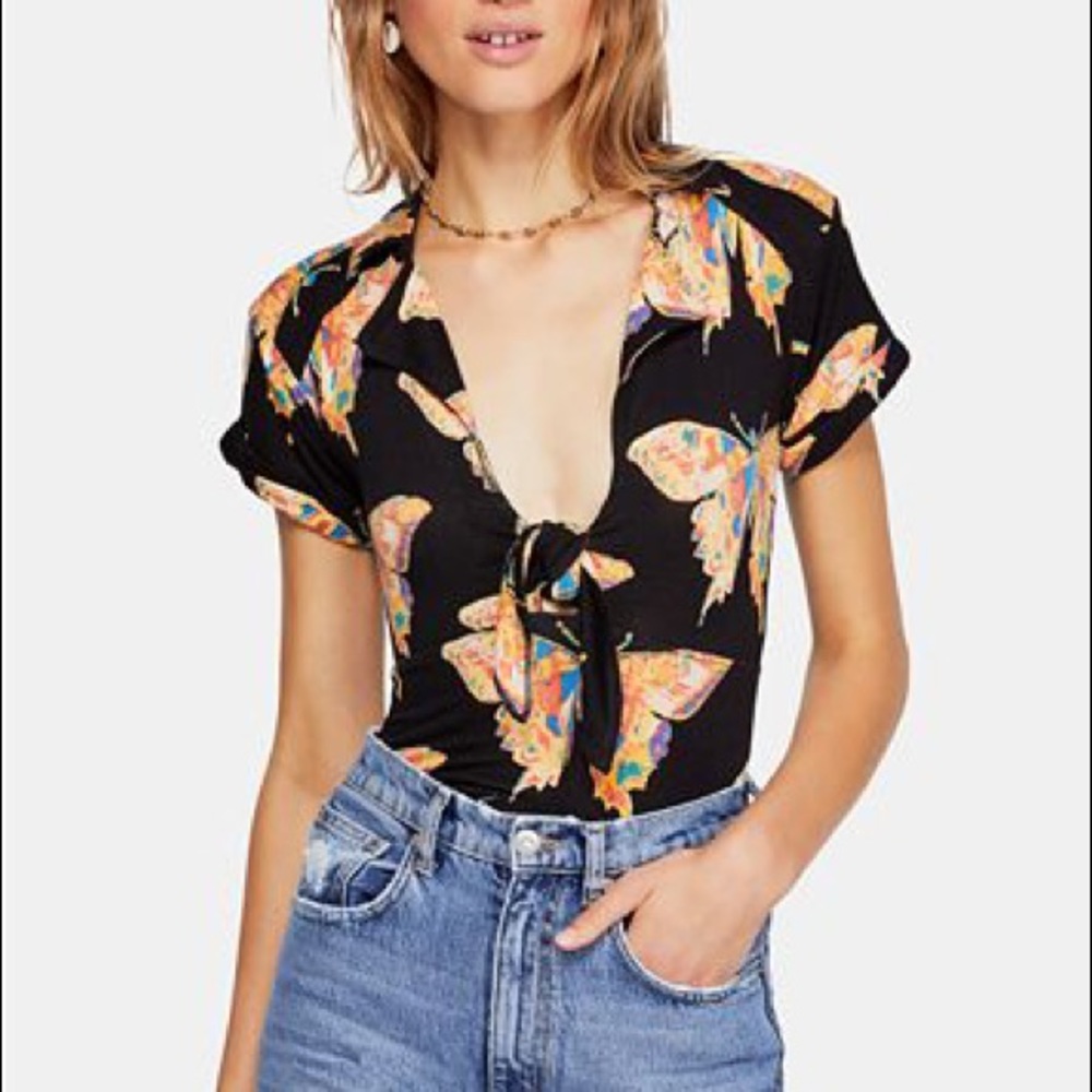 NEW FREE PEOPLE READY SET SAIL TOP- Black
